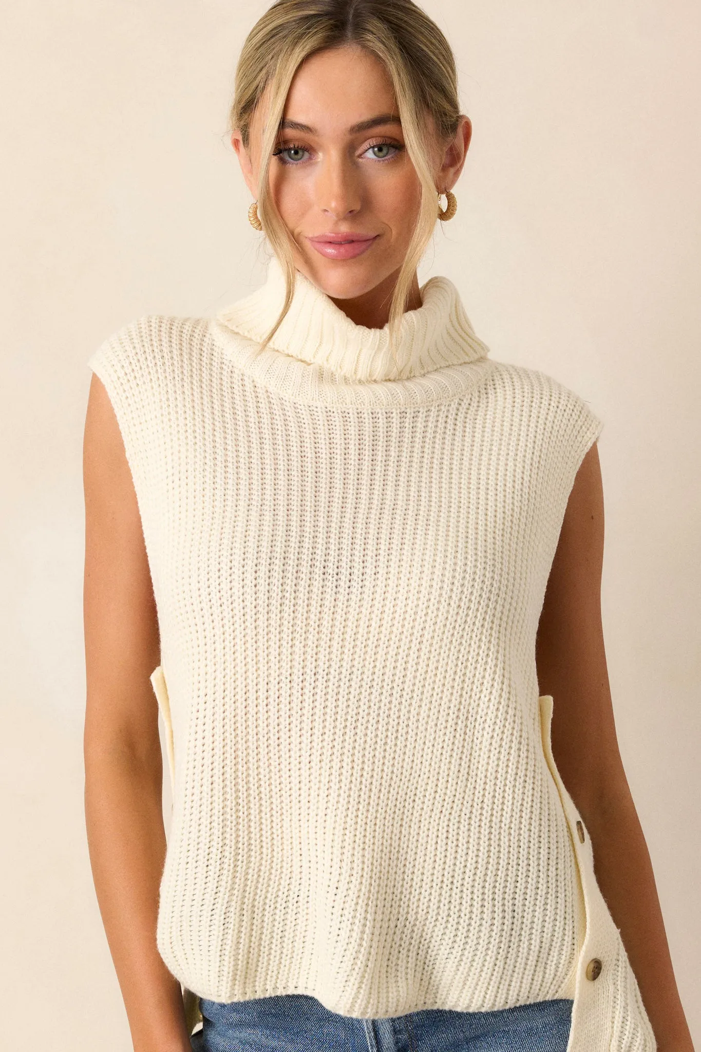 Mixed Emotions Ivory Turtleneck Sweater Vest