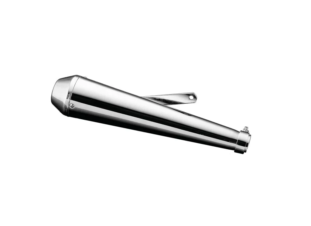 Muffler Megaton Chrome 44cm Long fits up to 45mm (1-3/4 in.) header pipes - Highway Hawk H65-941