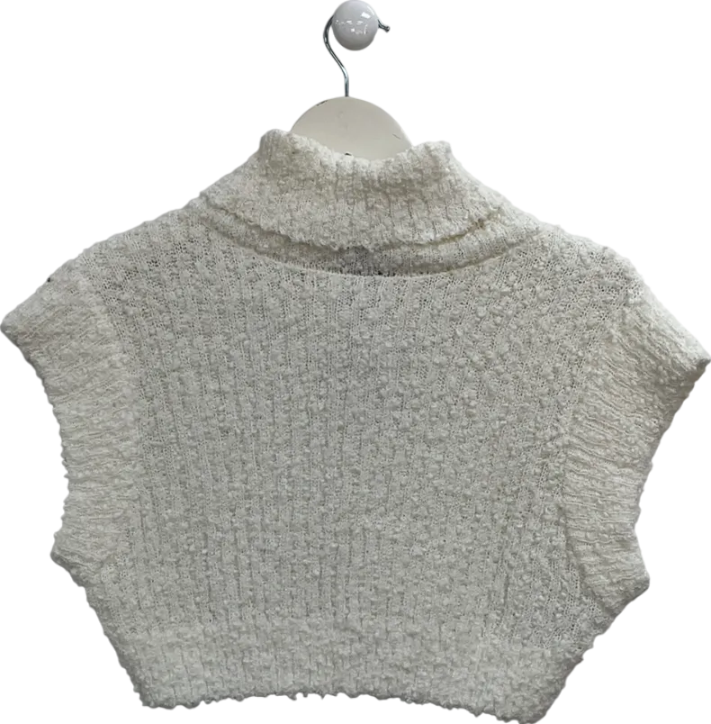 Naked Wardrobe Cream Sleeveless Knit Turtleneck Cropped Sweater UK S