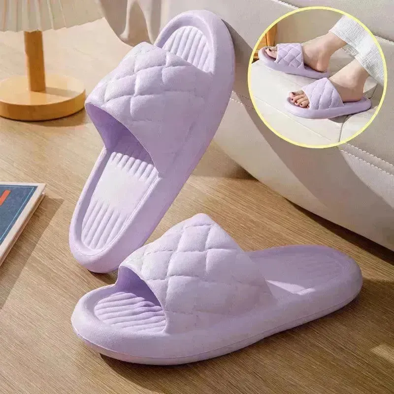 New Rhombus Home Slippers Summer Non-slip Floor Bathroom Slipper Lightweight Simple House Shoes For Women Men