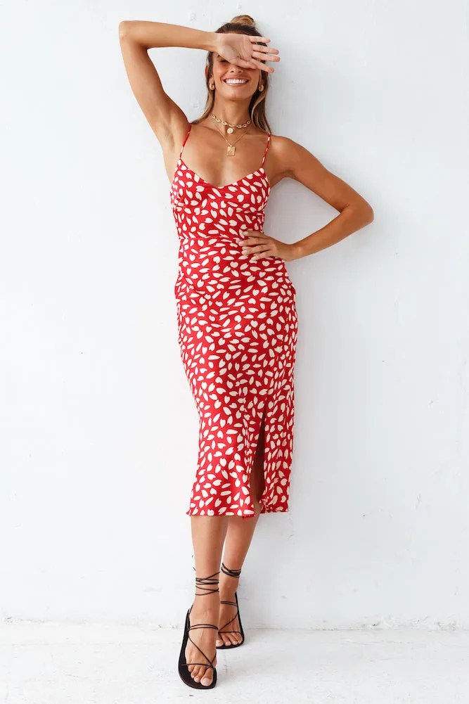 Next Flight Home Midi Dress Red