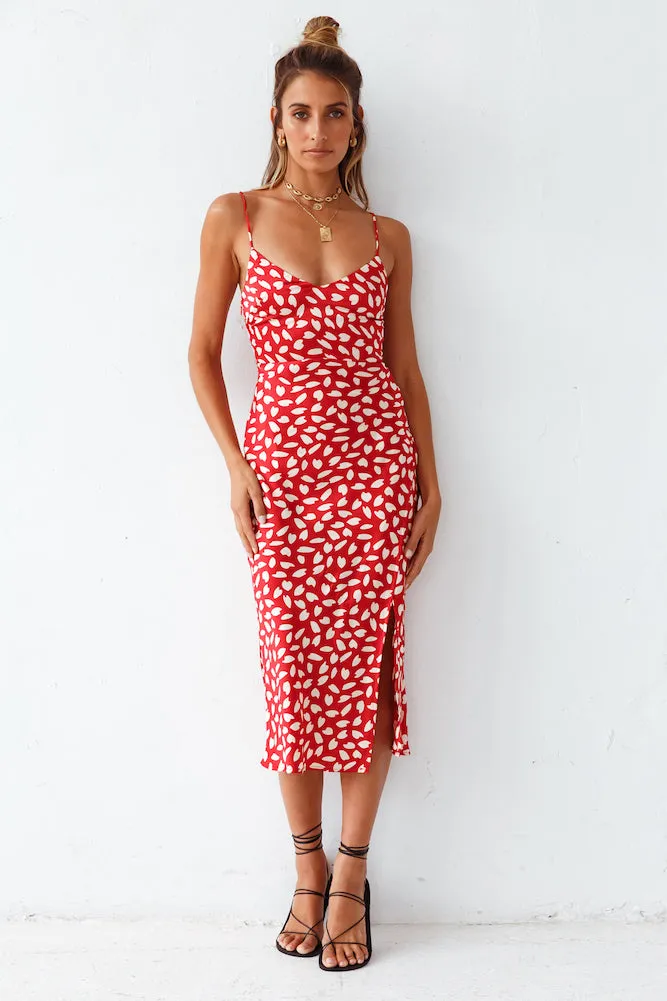 Next Flight Home Midi Dress Red