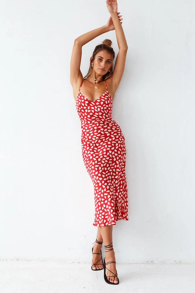 Next Flight Home Midi Dress Red