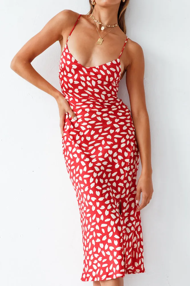 Next Flight Home Midi Dress Red