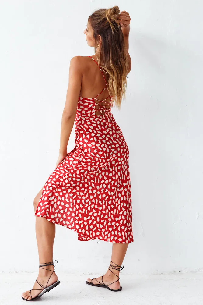 Next Flight Home Midi Dress Red