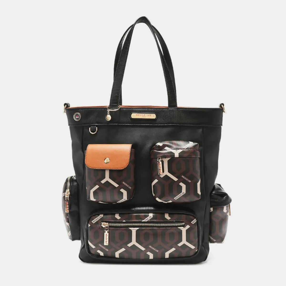 Nicole Lee USA Geometric Pattern Tote Bag - Vegan Leather Bag