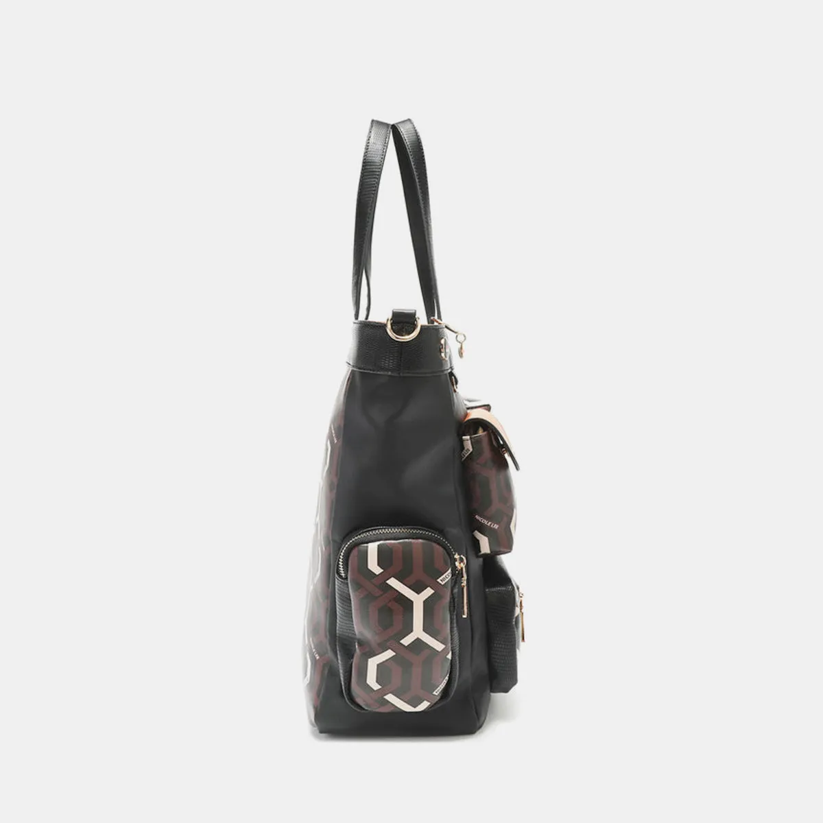 Nicole Lee USA Geometric Pattern Tote Bag - Vegan Leather Bag