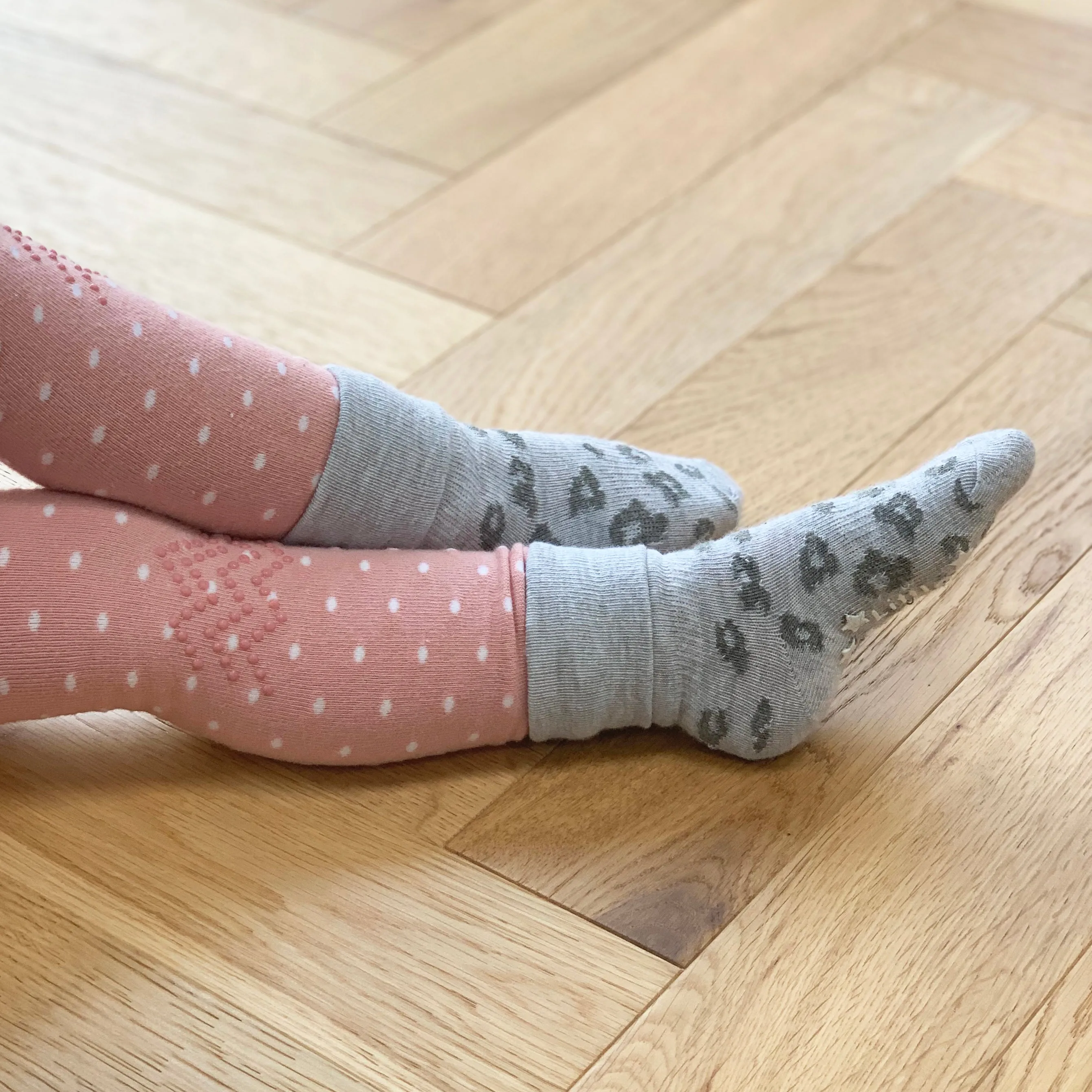 Non-Slip Stay On Baby and Toddler Socks - 3 Pack in Grey Animal