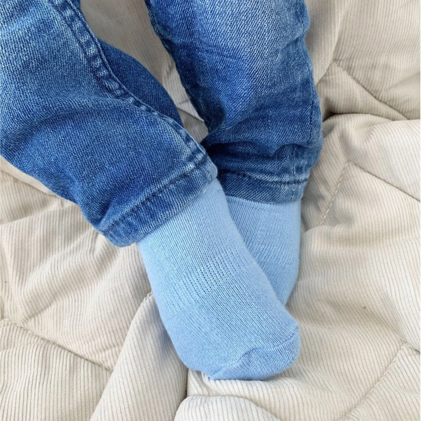 Non-Slip Stay on Baby and Toddler Socks - 5 Pack in Stripe & Blues