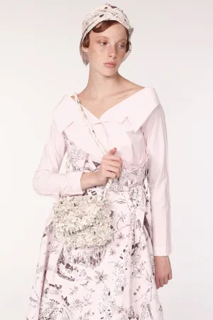 Open Collar Long Sleeves Cotton Shirt/ Powder Pink