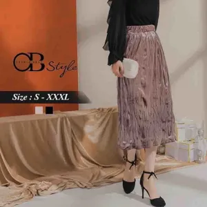 ORANGEBEAR BRIGHTNESS MIDI VELVET SKIRT