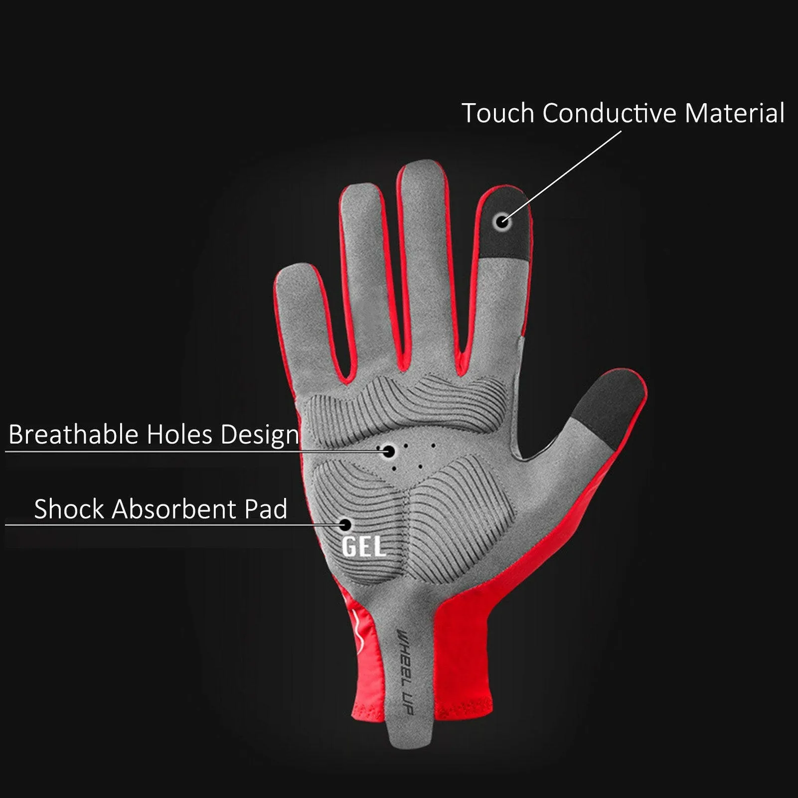 Outdoor Sports Gloves Touch Screen Design Cycling Gloves with Reflective Strips Anti-slip Gloves