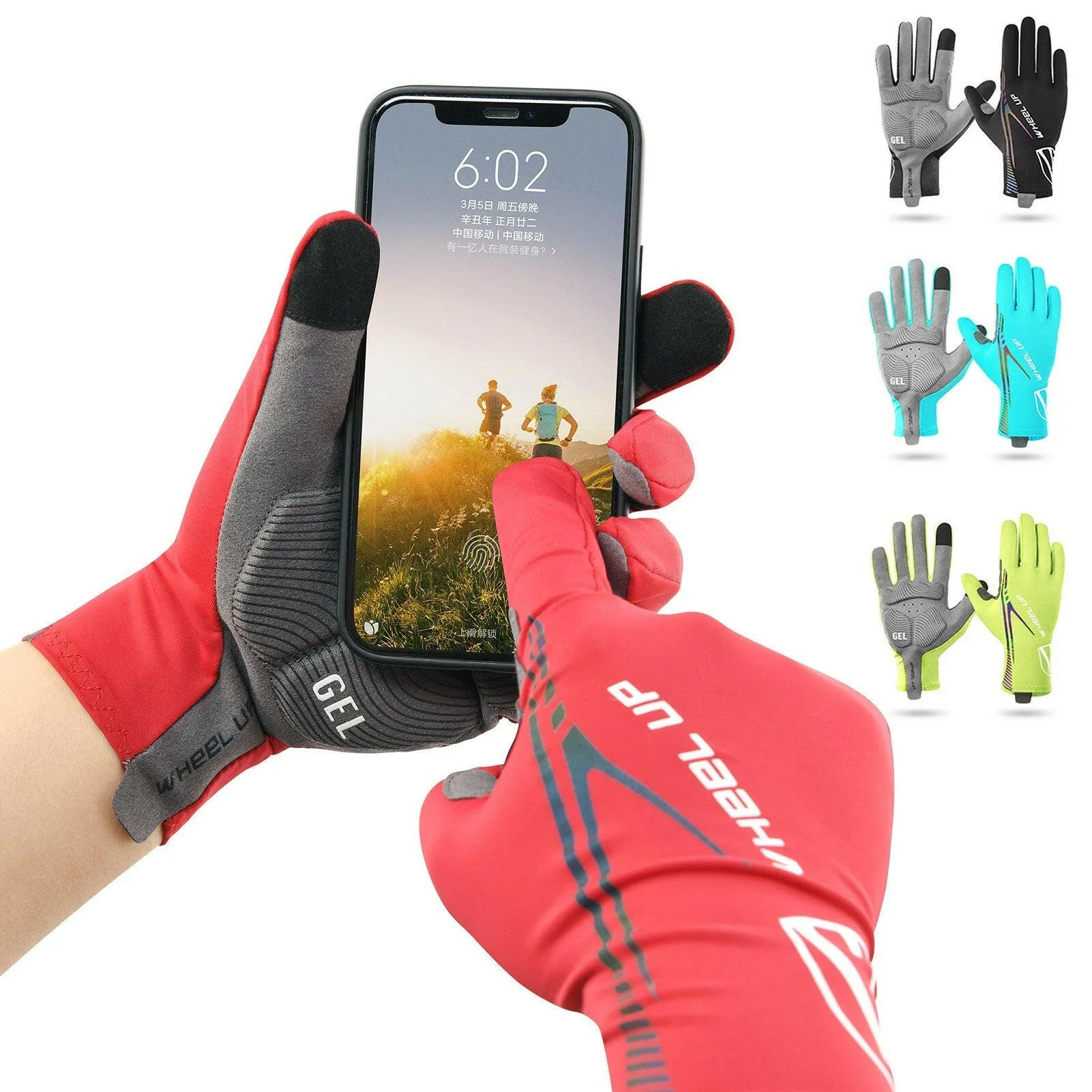 Outdoor Sports Gloves Touch Screen Design Cycling Gloves with Reflective Strips Anti-slip Gloves