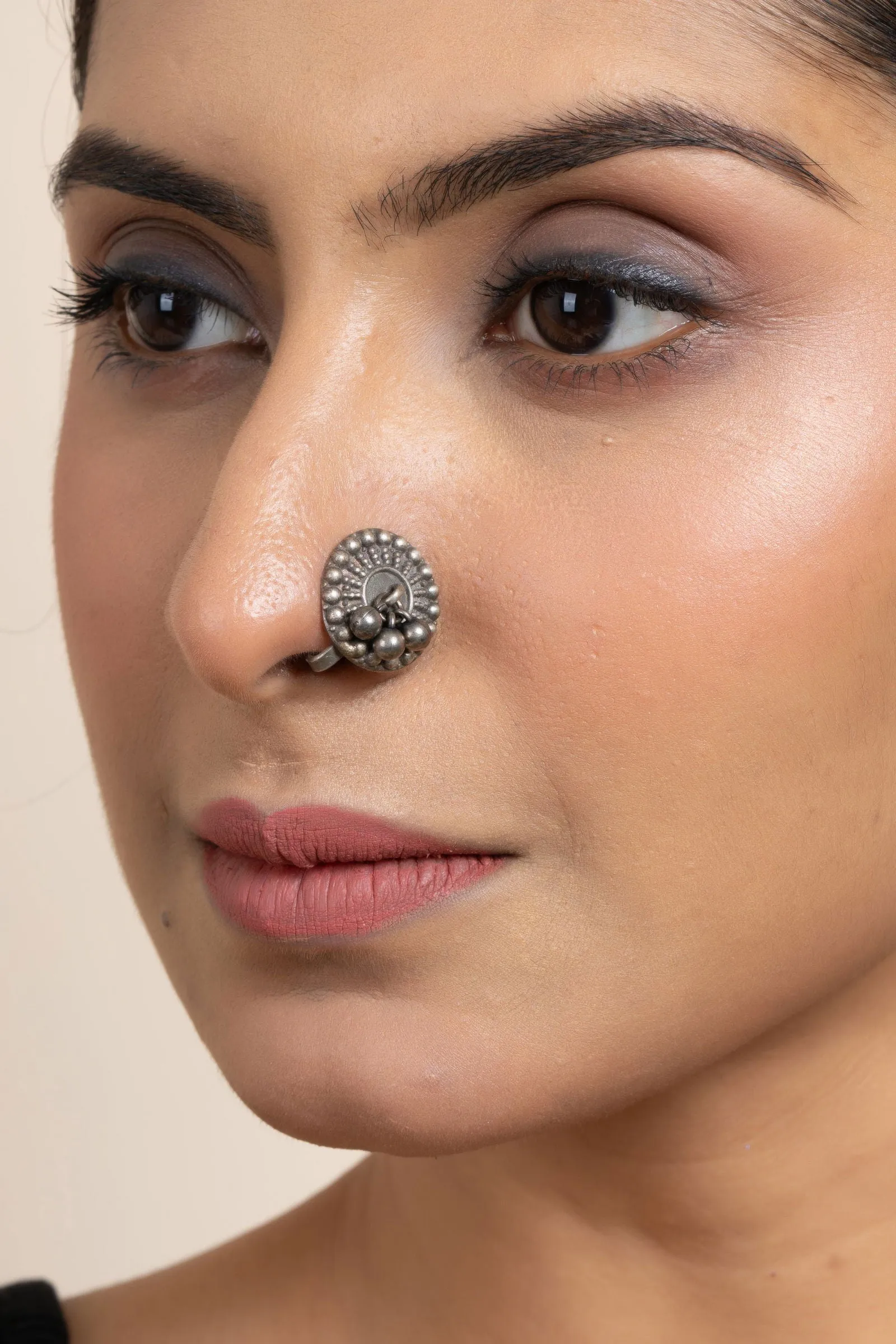 Oxidised Silver Clip On Nose Pin - Non-Allergic, Unique Design for Effortless Style