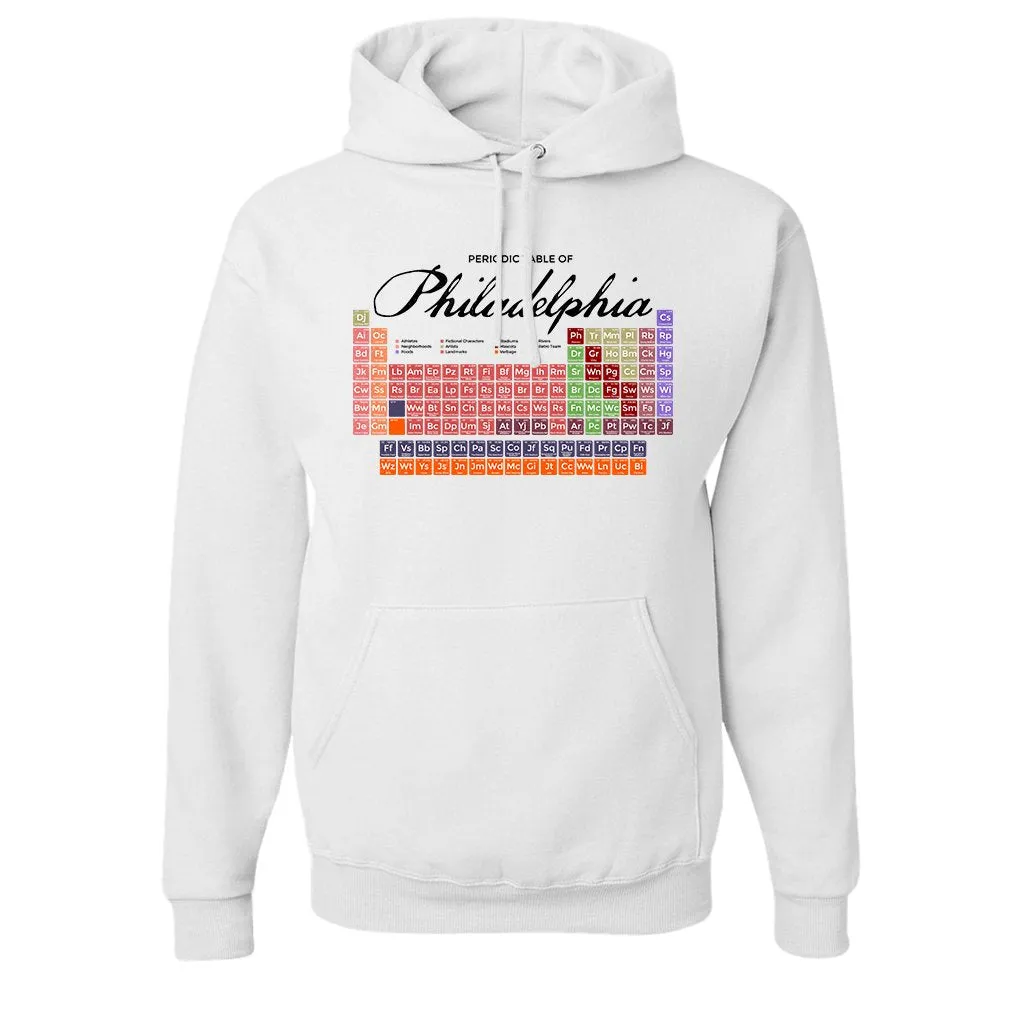 Philly Periodic Table Pullover Hoodie | Philadelphia Periodic Table White Pullover Hoodie