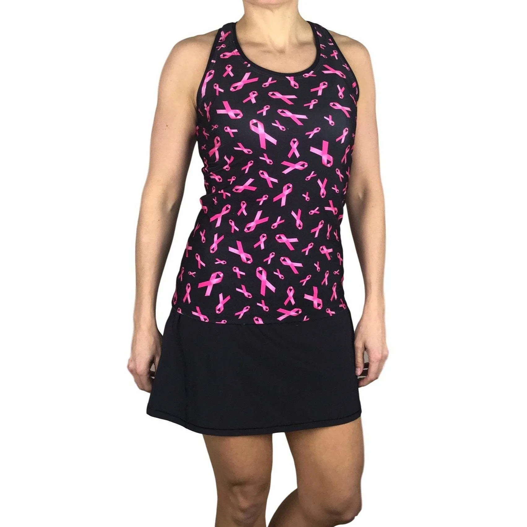 Pink Ribbon Breast Cancer Awareness Athletic Tank, Golf Shirt, Tennis Shirt, Running Shirt or Top, Yoga Top