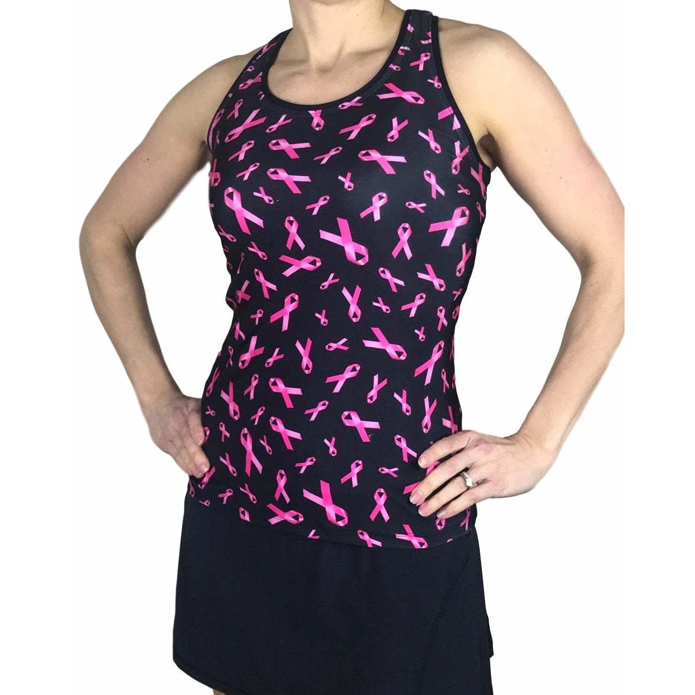 Pink Ribbon Breast Cancer Awareness Athletic Tank, Golf Shirt, Tennis Shirt, Running Shirt or Top, Yoga Top