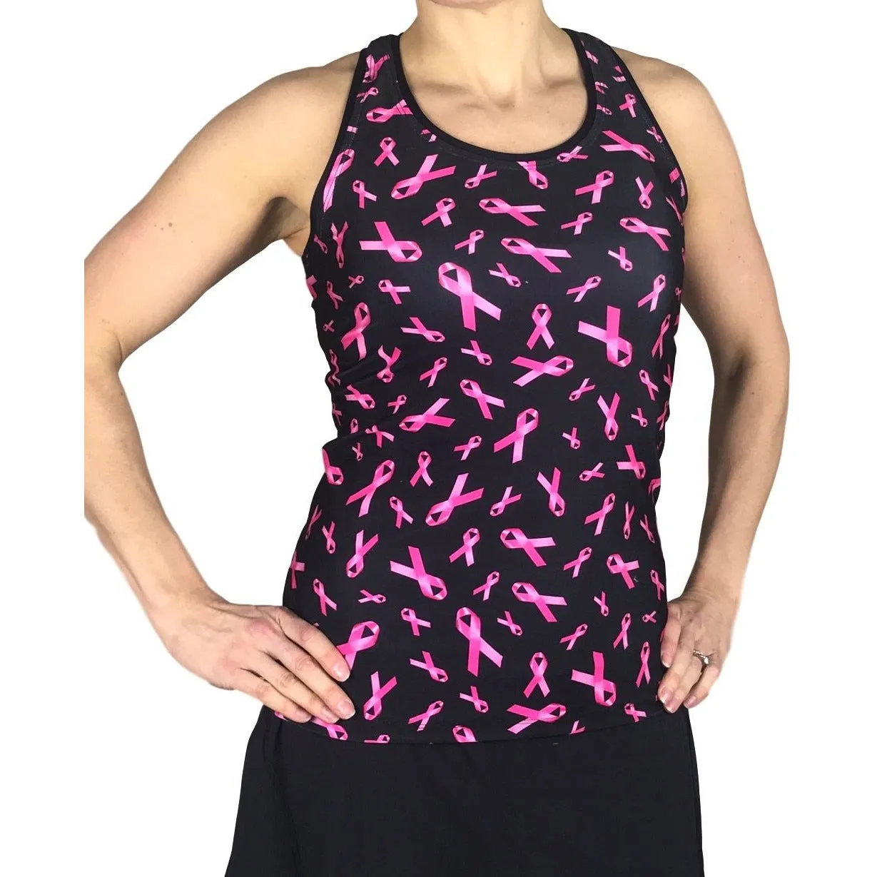 Pink Ribbon Breast Cancer Awareness Athletic Tank, Golf Shirt, Tennis Shirt, Running Shirt or Top, Yoga Top