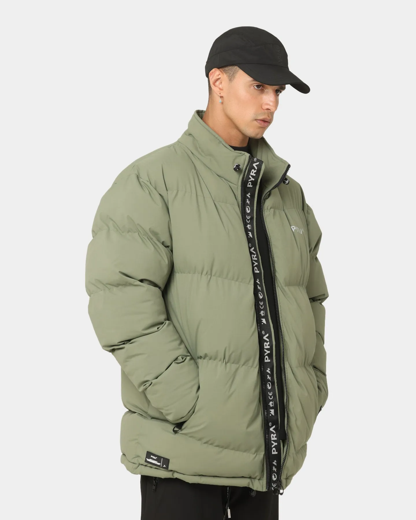 PYRA Padded Puffa Jacket Olive Green