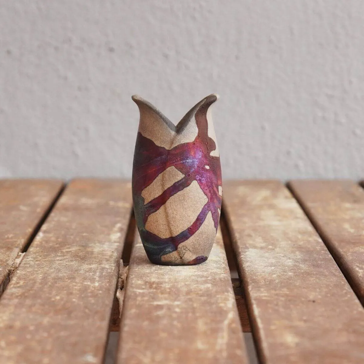 RAAQUU Hana Mini Ceramic Vase 3.5" Raku Fired Pottery Gift