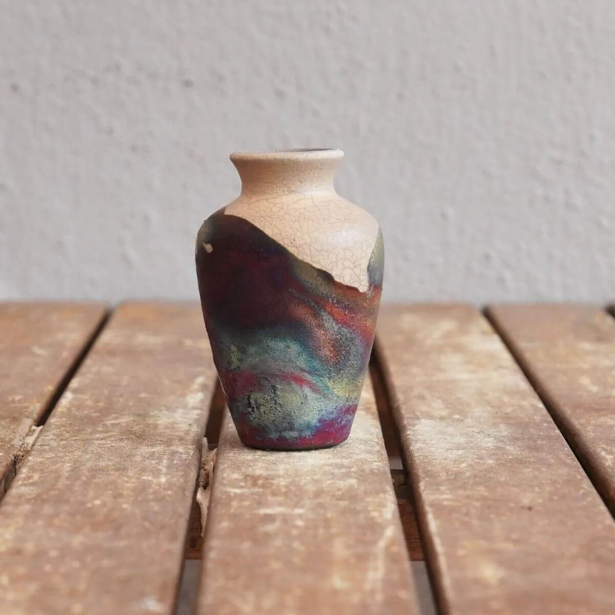 RAAQUU Hana Mini Ceramic Vase 3.5" Raku Fired Pottery Gift