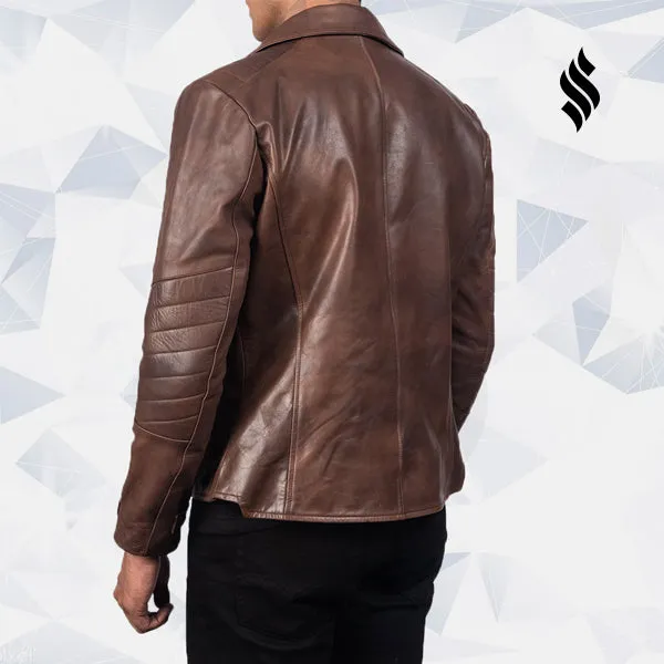 Raiden Brown Leather Biker Jacket