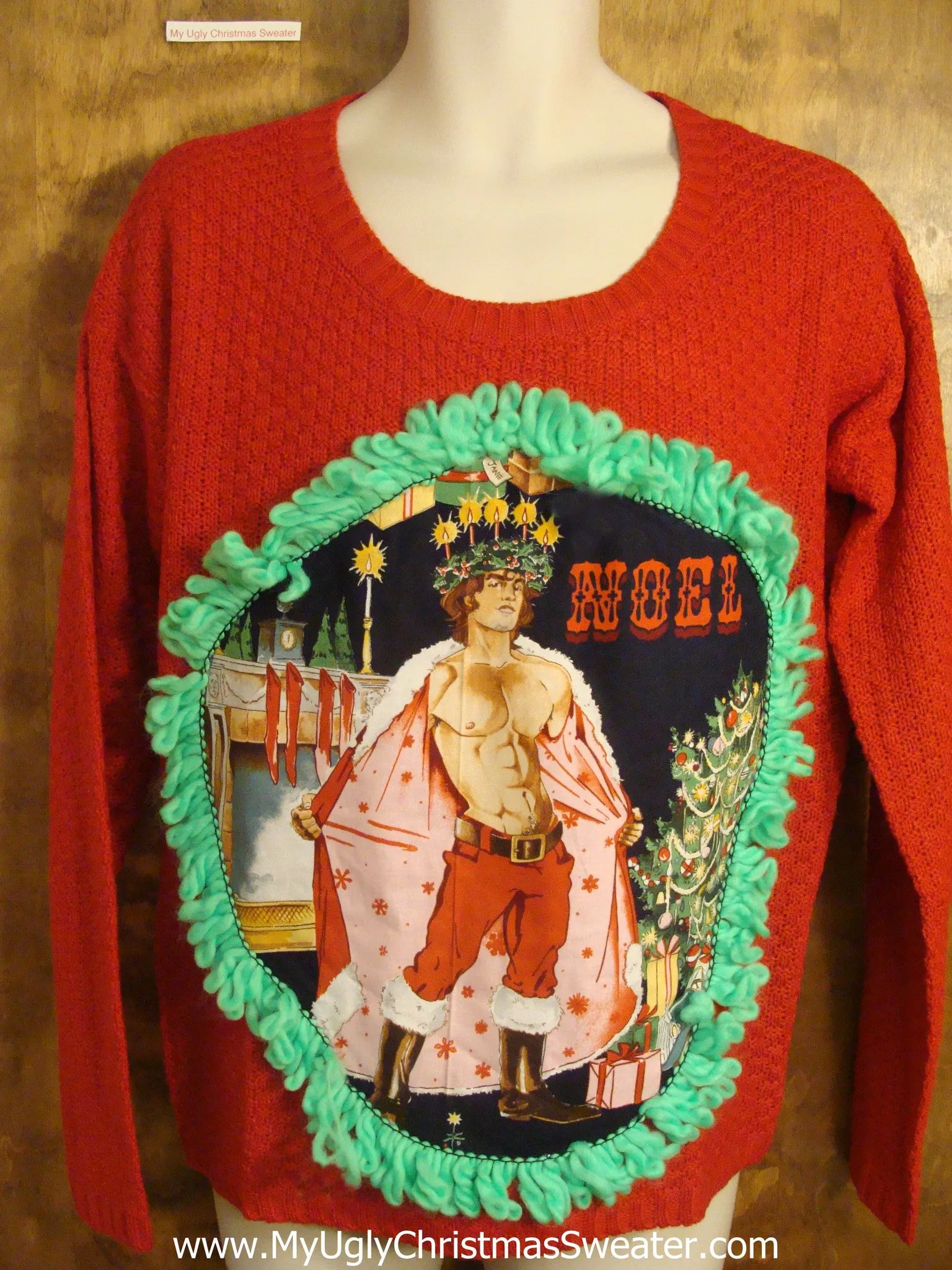 Red Christmas Sweater with Hot Sexy Guy