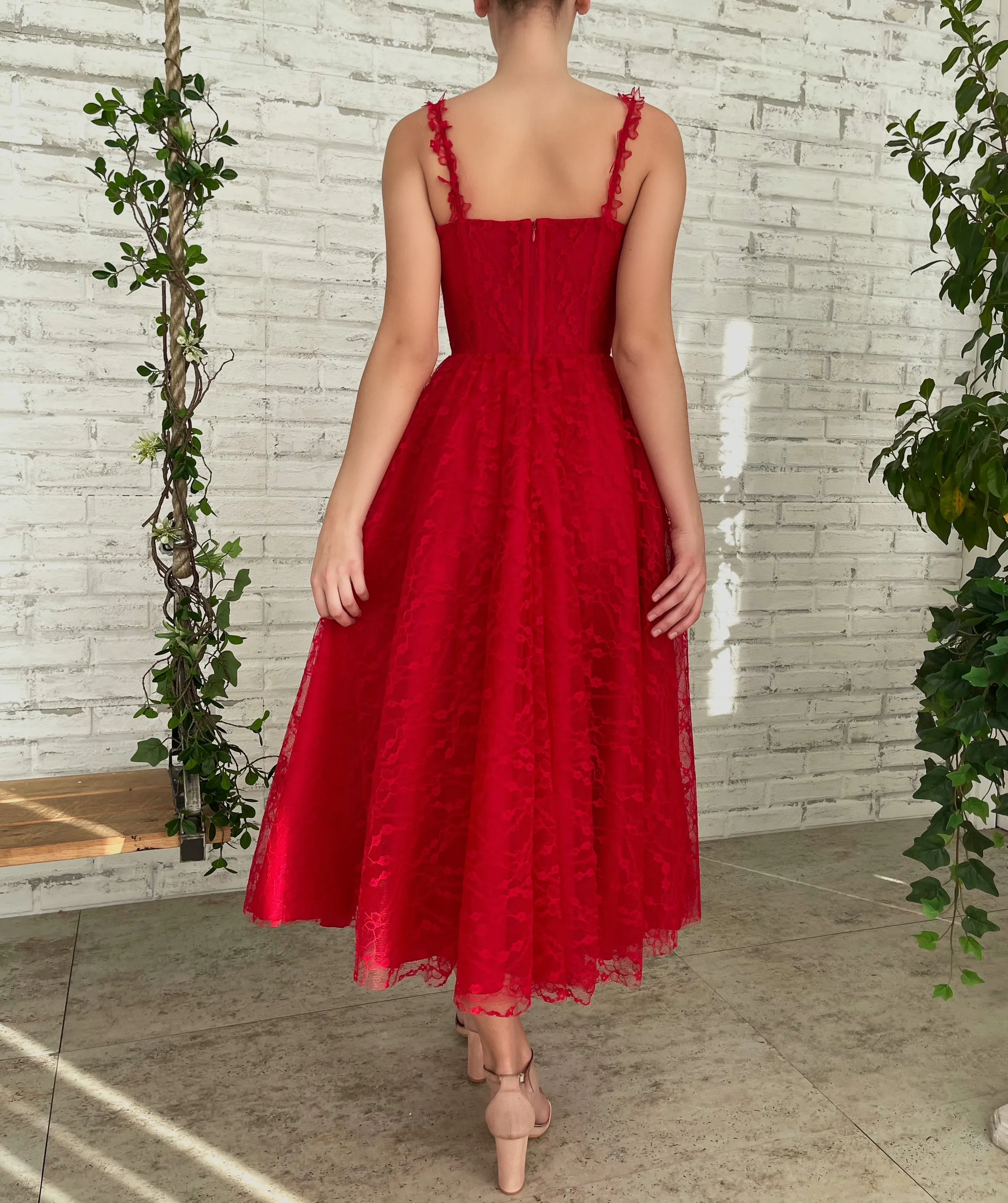 Red Lace Party Prom Dress Tulle Sweet 16 Gown    fg3288