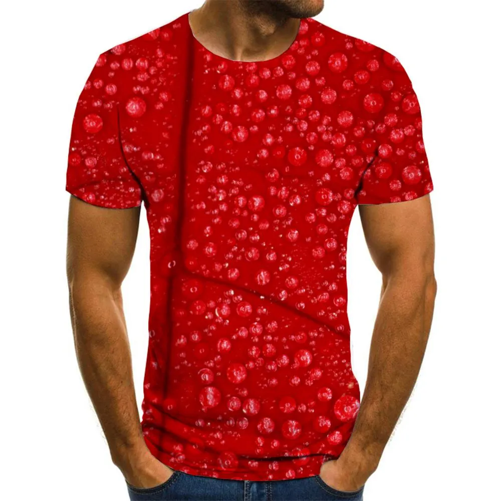 red water drop pattern shirts top tee special texture men art costume different Cool