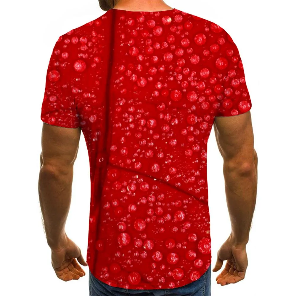 red water drop pattern shirts top tee special texture men art costume different Cool