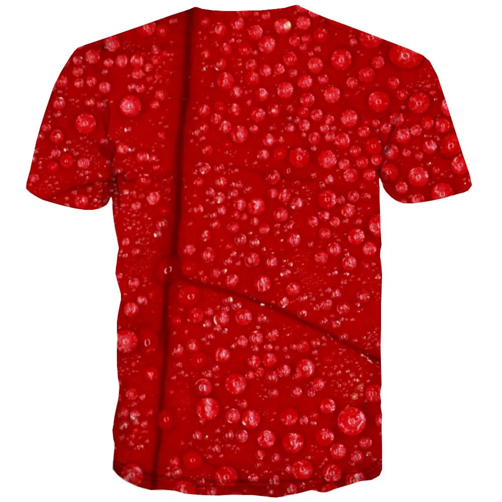 red water drop pattern shirts top tee special texture men art costume different Cool