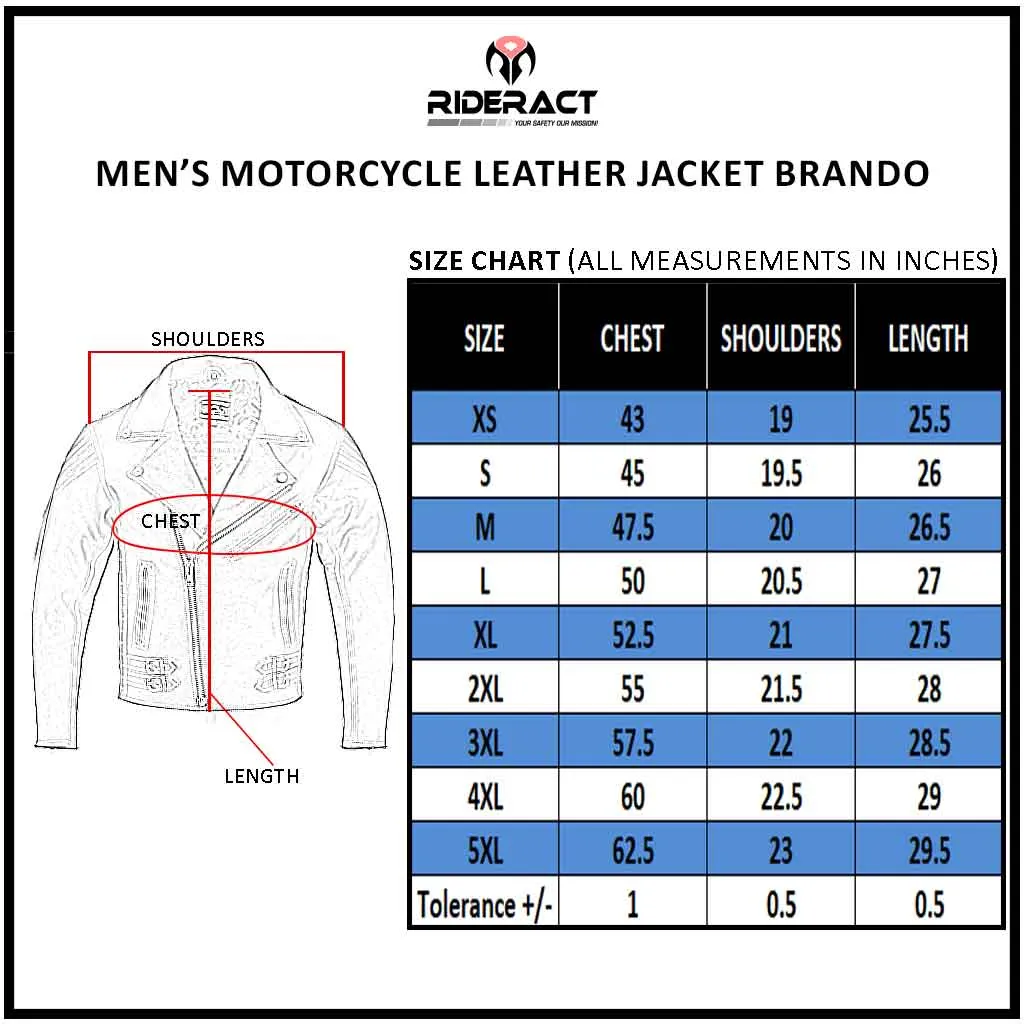 RIDERACT® Leather Motorcycle Jacket Brando Native with CE Armors