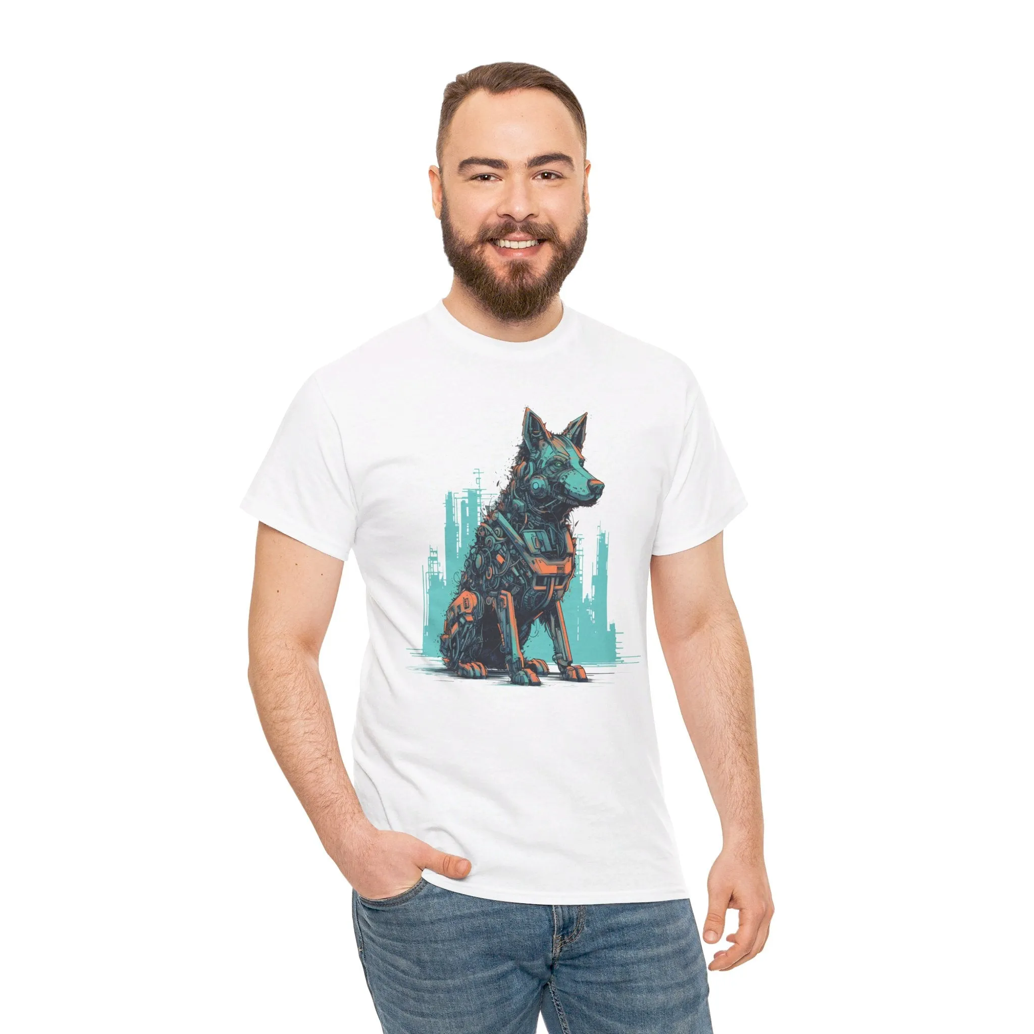 Roboter Schäferhund T-Shirt | T-Shirt für Sci-Fi Fans und Hundeliebhaber