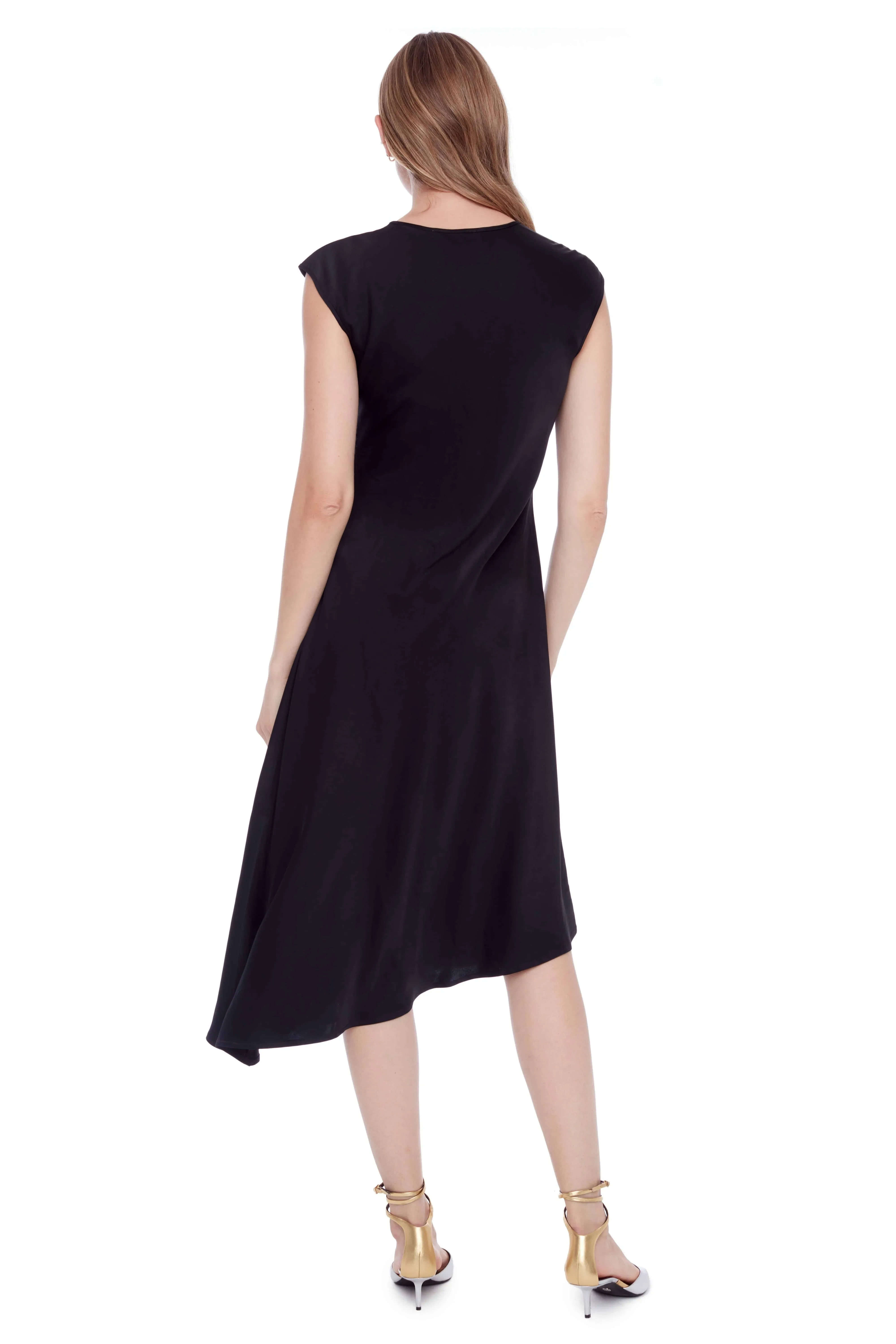 Roxy Solid Asymmetric Satin Dress