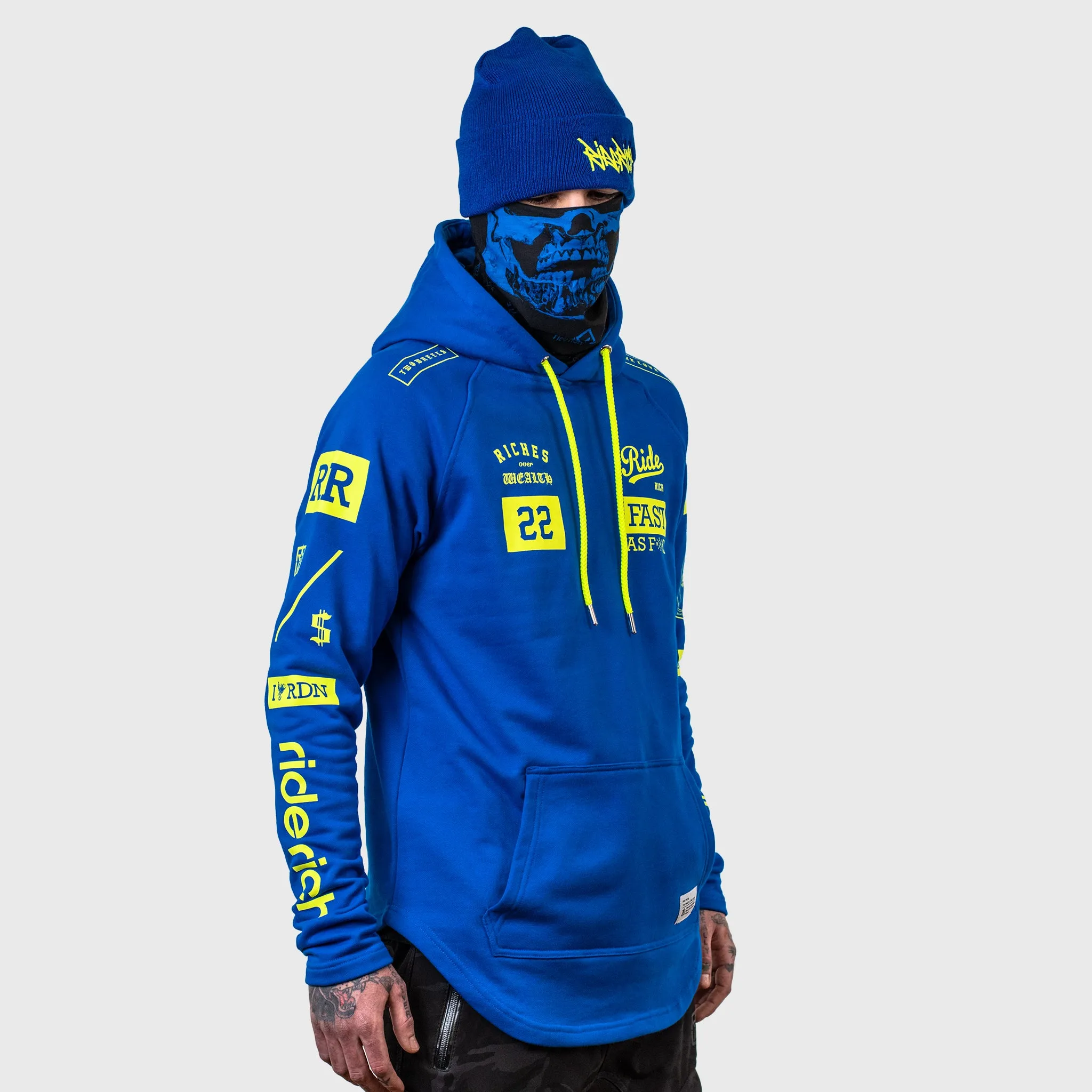 RR GP Scoop Pullover Hoodie {Yellow on Blue}