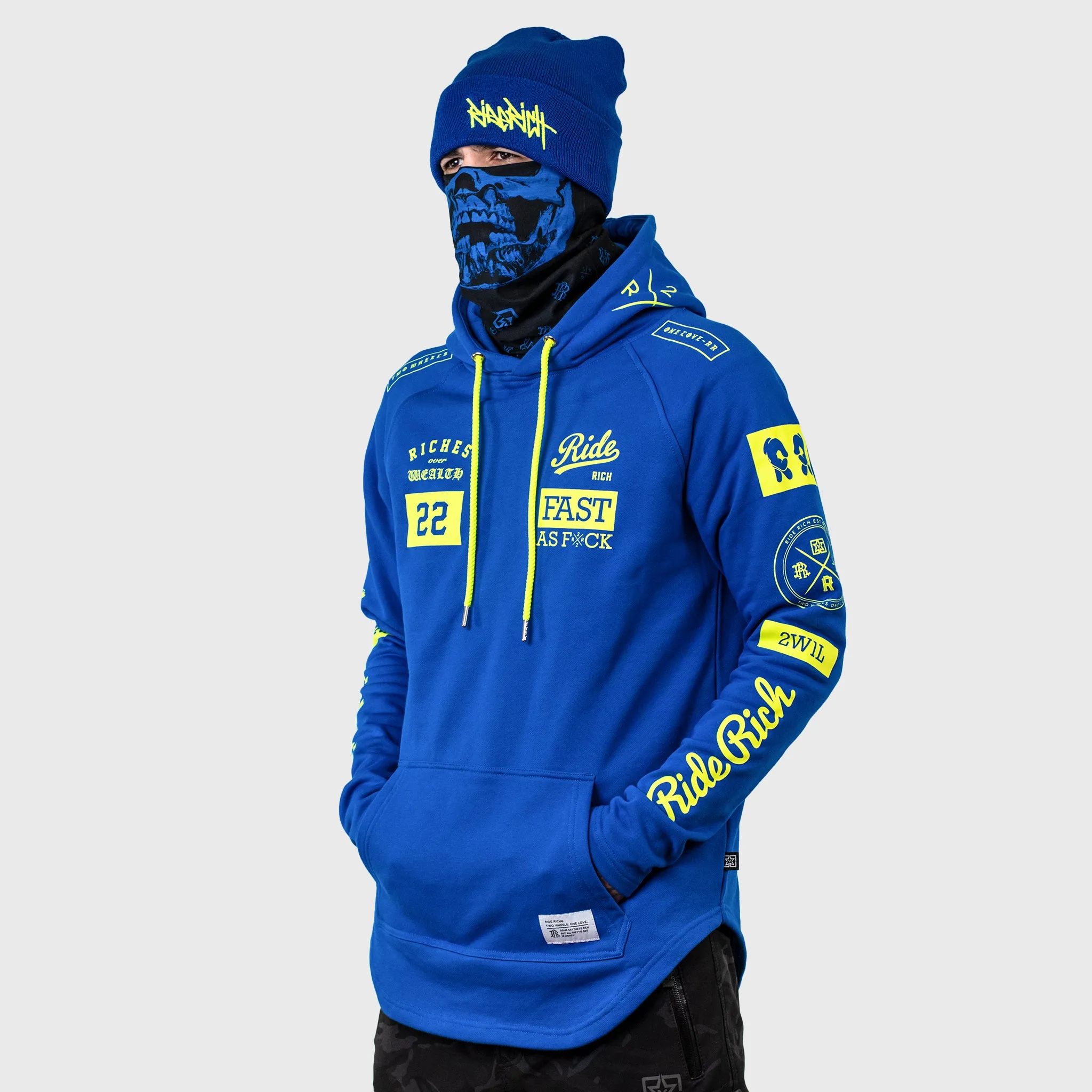 RR GP Scoop Pullover Hoodie {Yellow on Blue}