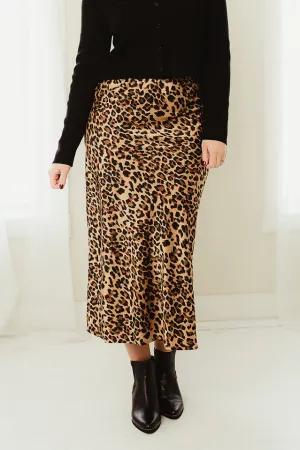 Satin Leopard Skirt