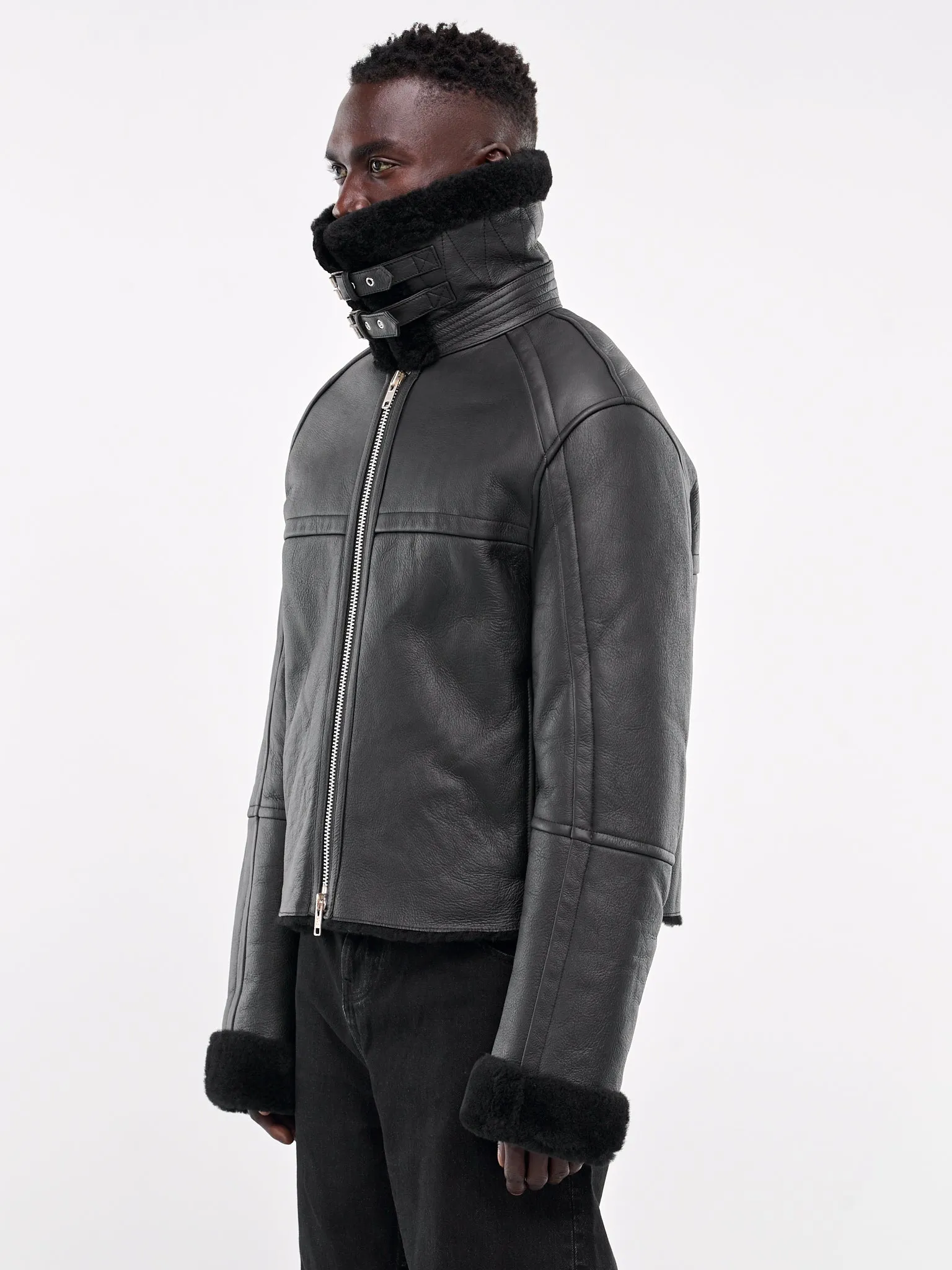 Shearling Leather Jacket (ES2424BL-BLACK)