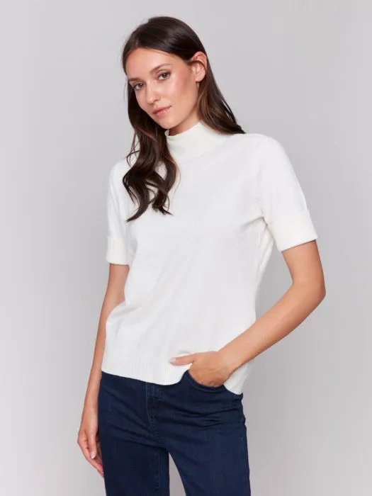 Short Sleeve Mock Neck Sweater