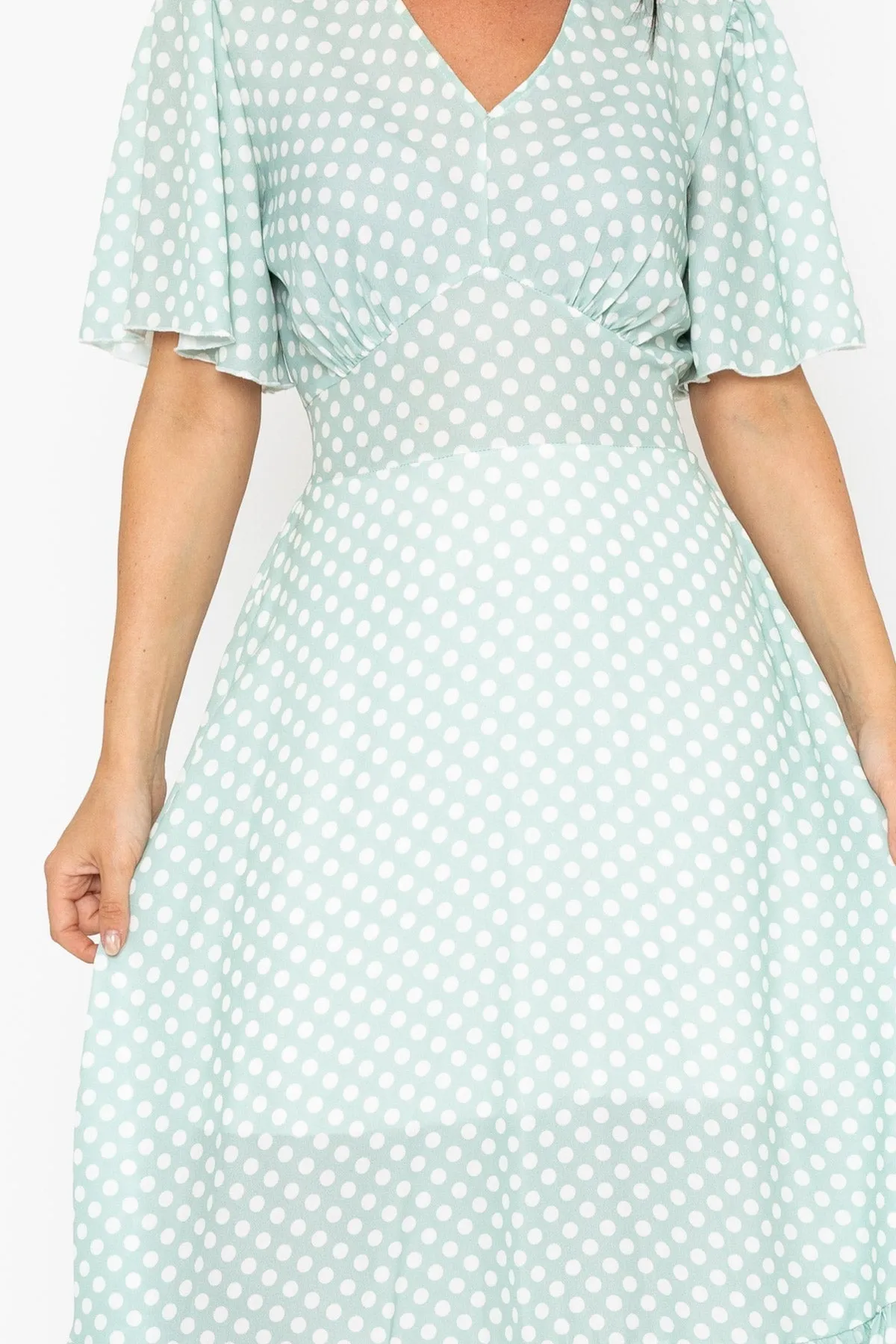 Short Sleeve Sage Susan Midi Dress