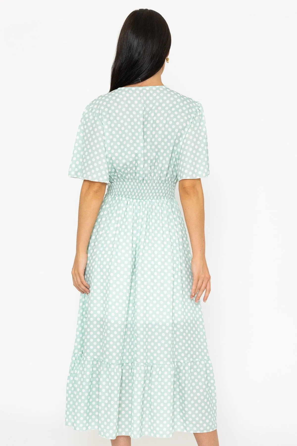 Short Sleeve Sage Susan Midi Dress