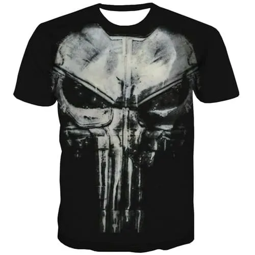 Skull T-shirt Men Metal Tshirt Anime Punk Rock Tshirts Casual Black T-shirts 3d Short Sleeve Hip hop Men Tops Streetwear