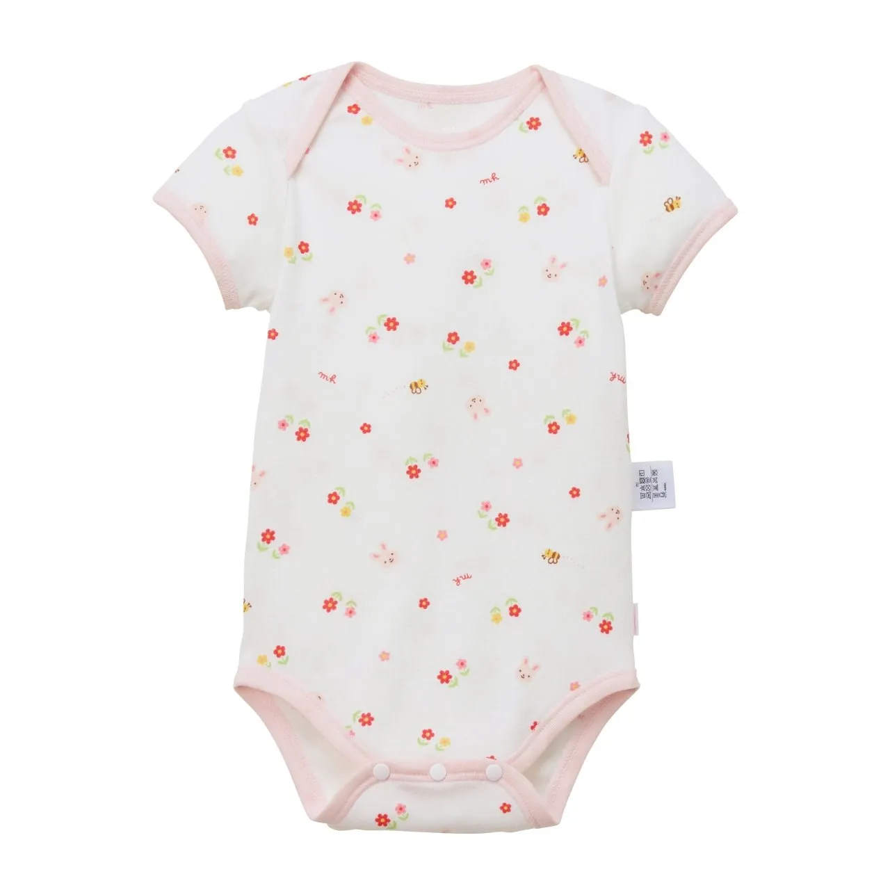 Slip-On Short-Sleeve Onesie Bodysuit-flower