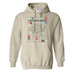 South Philly Map Pullover Hoodie | South Philadelphia Map Natural Pullover Hoodie