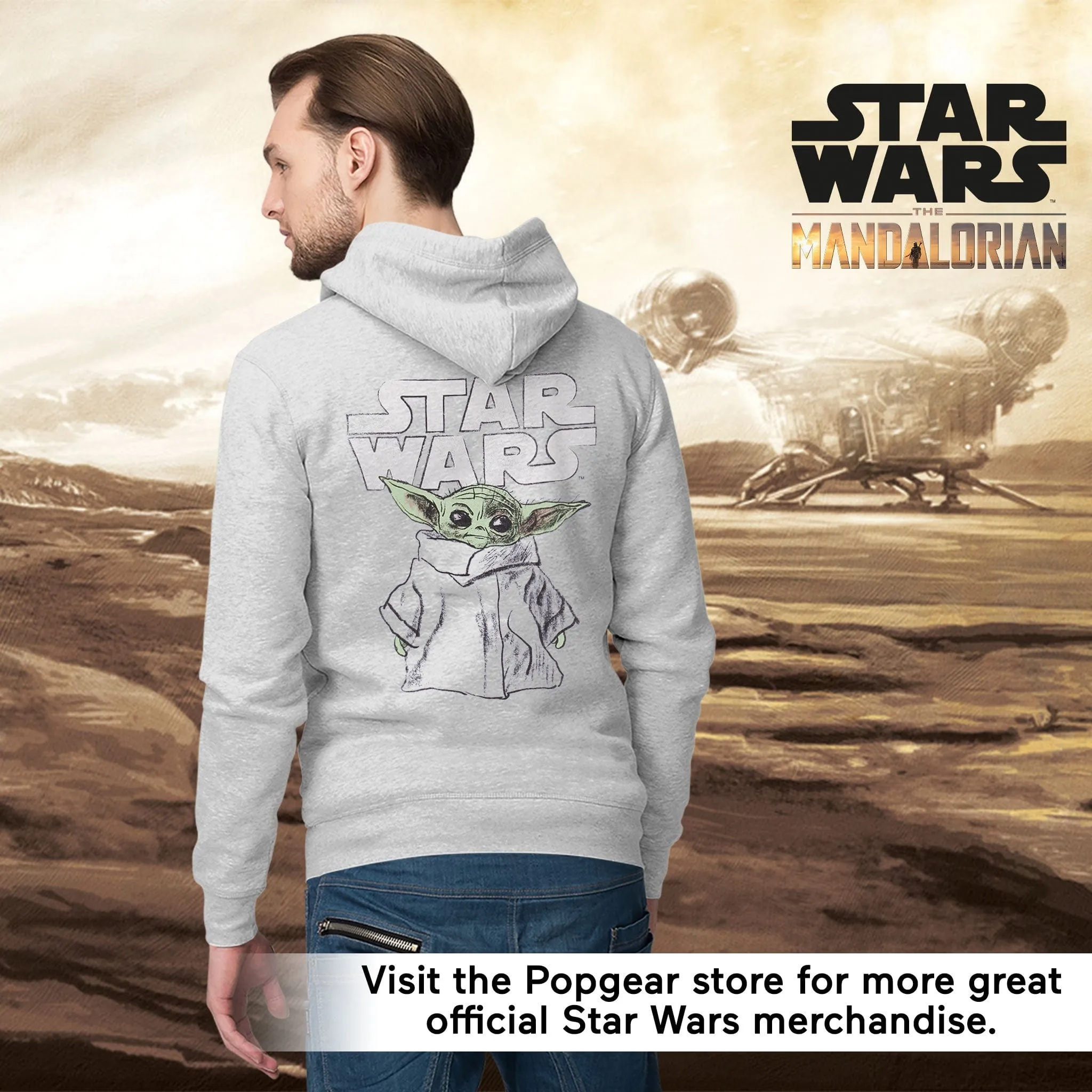 Star Wars The Mandalorian The Child Sketch Adults Pullover Hoodie