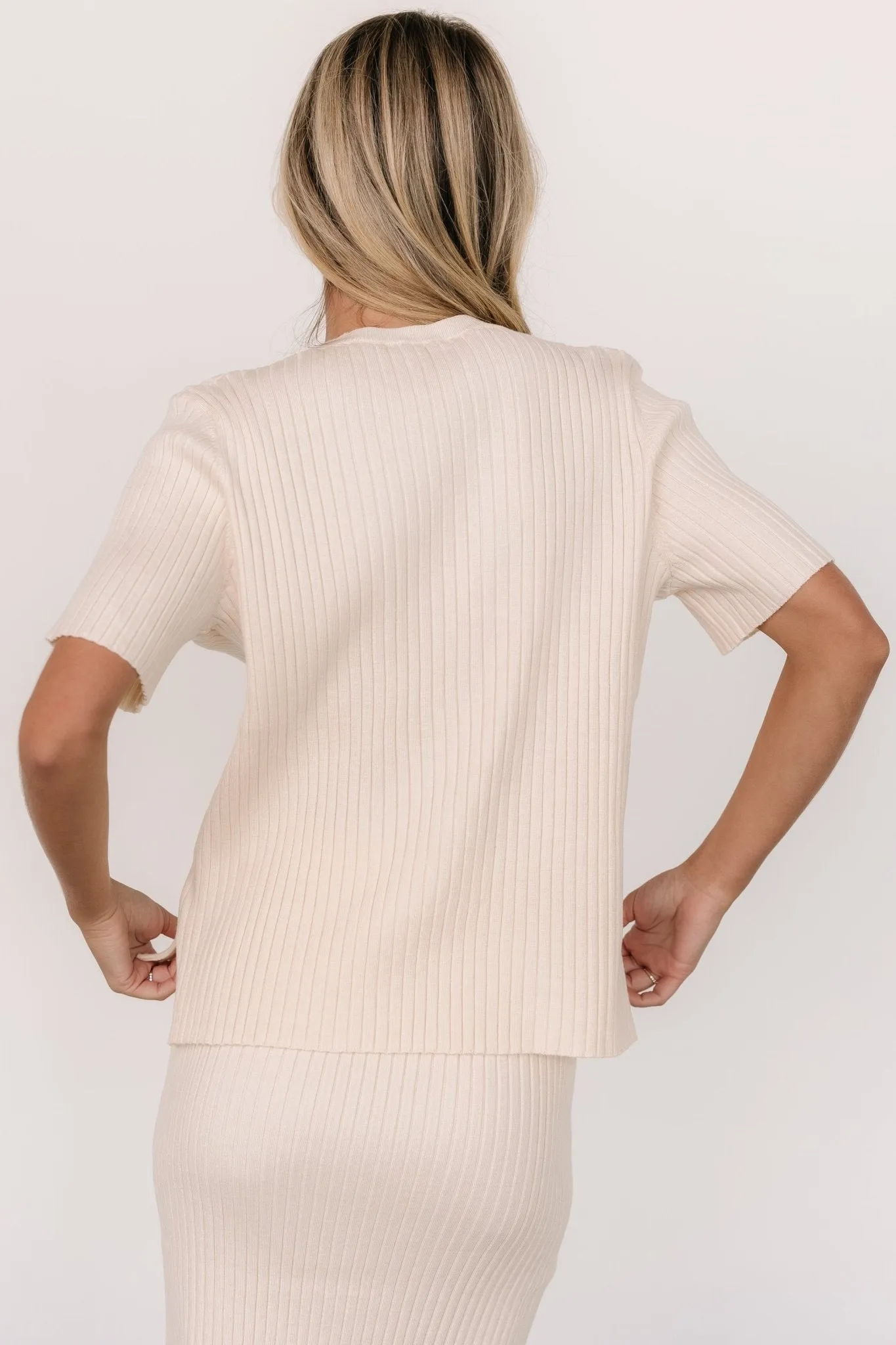 Stormi Ribbed Sweater Top | Cream