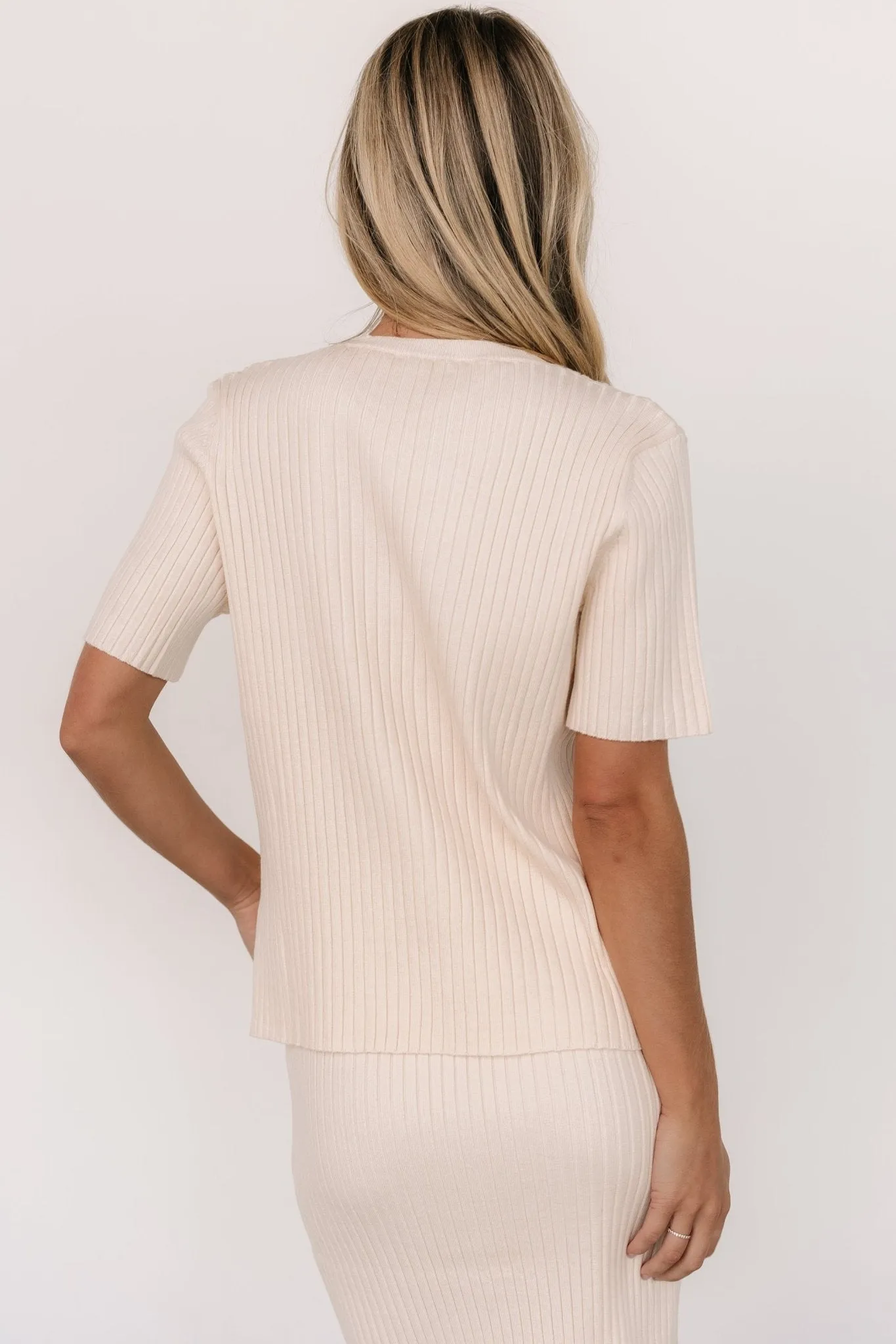 Stormi Ribbed Sweater Top | Cream