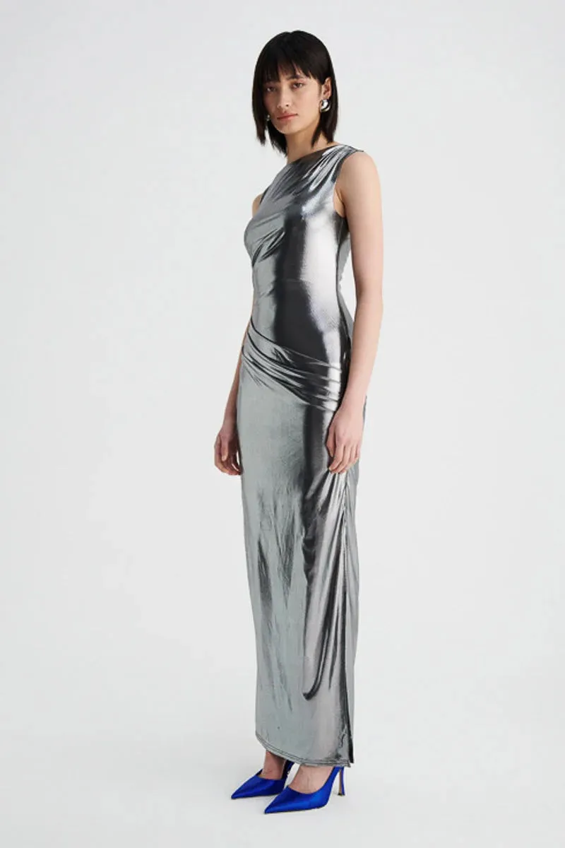 SUBOO NOVA DRPAED MAXI DRESS IN GUNMETAL