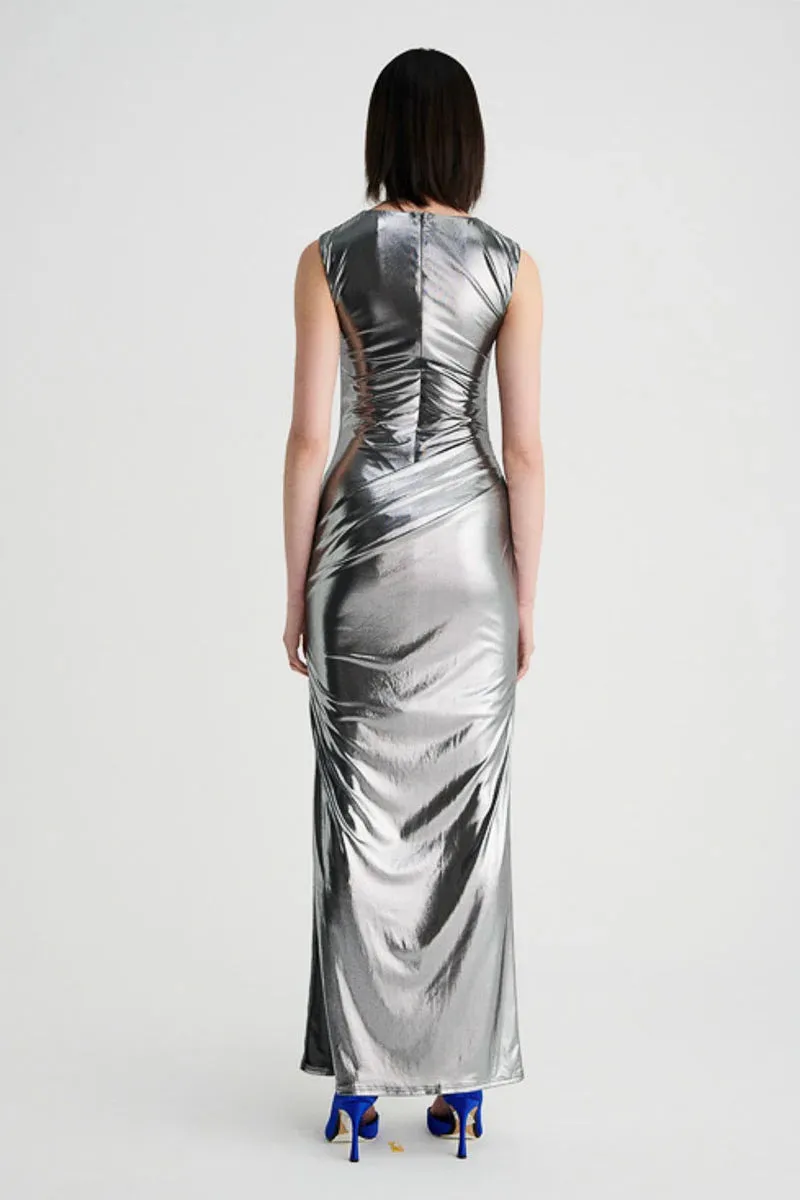 SUBOO NOVA DRPAED MAXI DRESS IN GUNMETAL