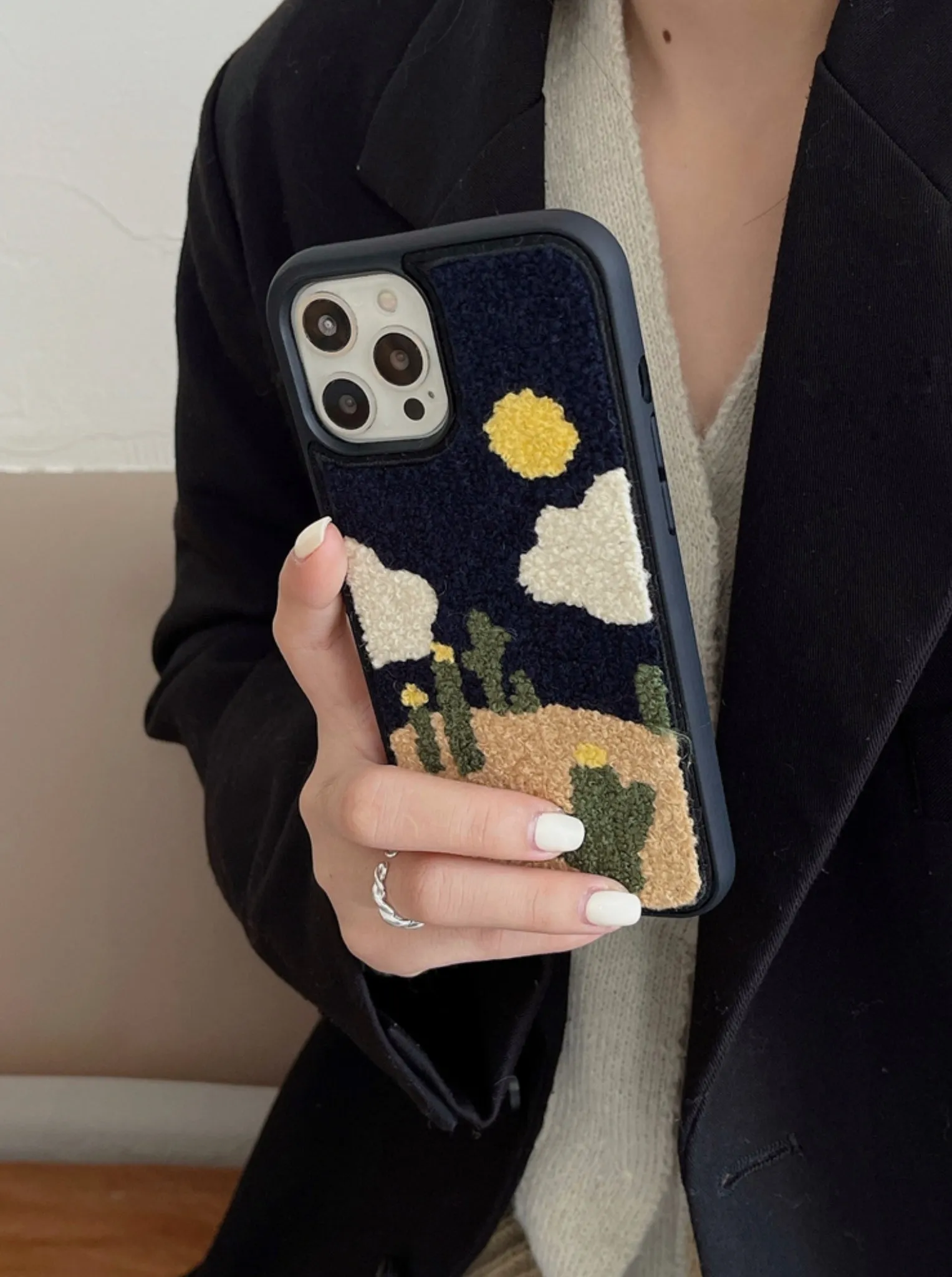 Sunflower Embroidered iPhone Case